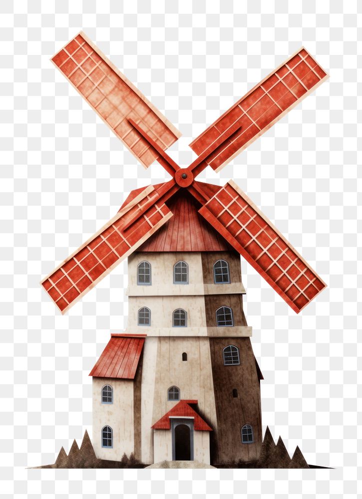 PNG Windmill windmill white background architecture. AI generated Image by rawpixel.