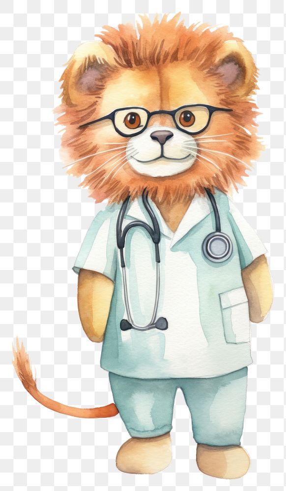 PNG Lion surgeon veterinarian cartoon doctor. 