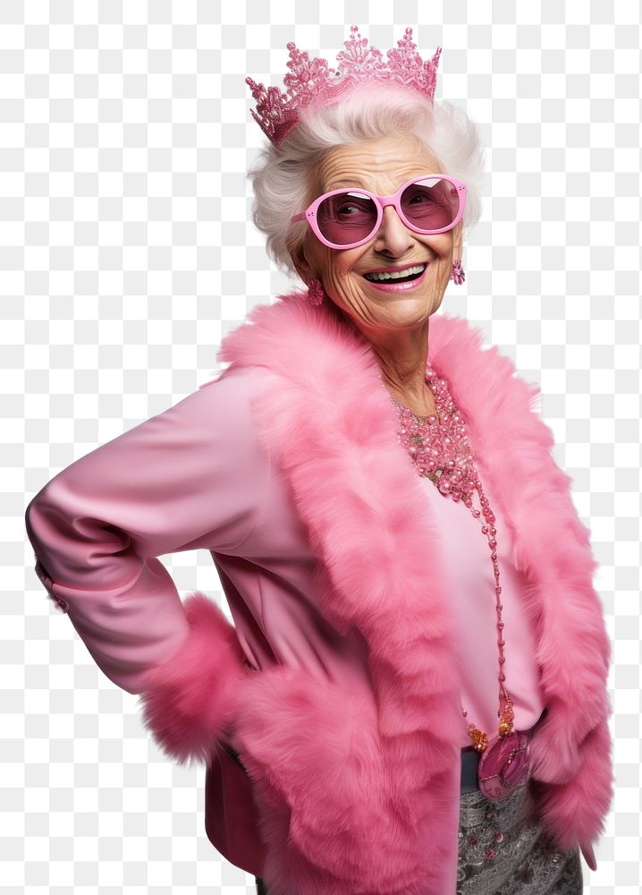 PNG pink party grandma transparent background