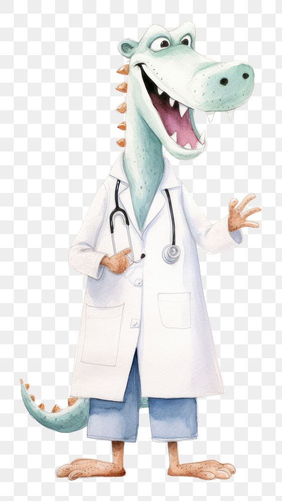 PNG Crocodile doctor white background representation. AI generated Image by rawpixel.