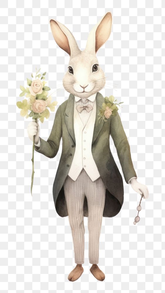 PNG Rabbit groom animal mammal flower. AI generated Image by rawpixel.
