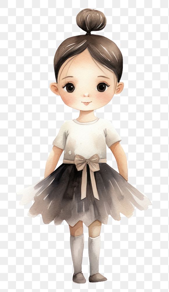 PNG  Little girl ballerina cartoon doll toy. AI generated Image by rawpixel.