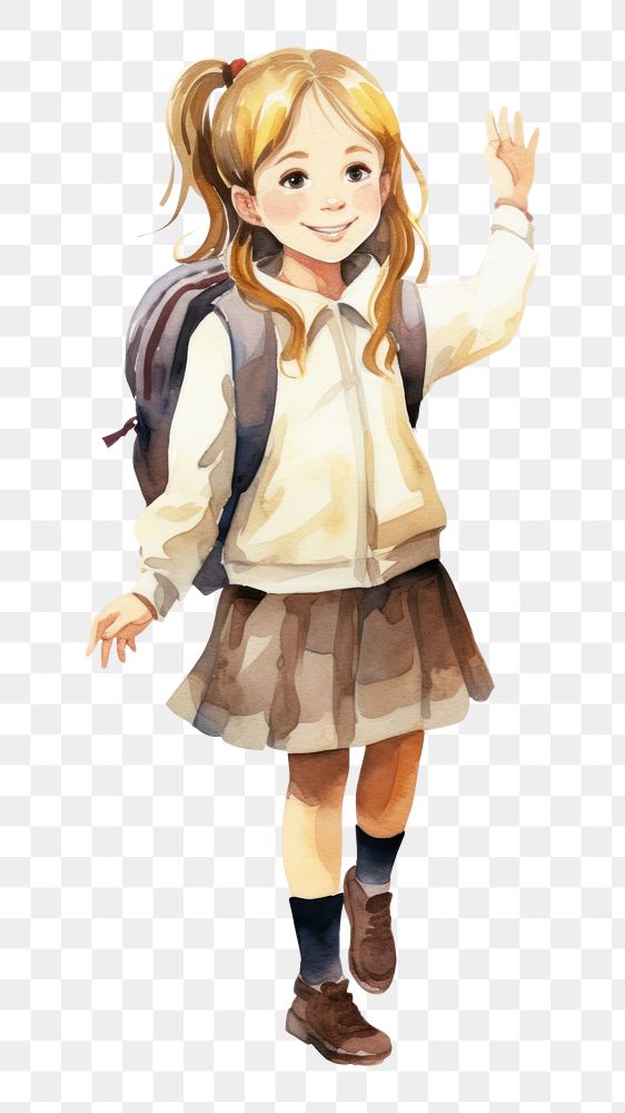 PNG  Little girl school smiling cartoon anime. AI generated Image by rawpixel.