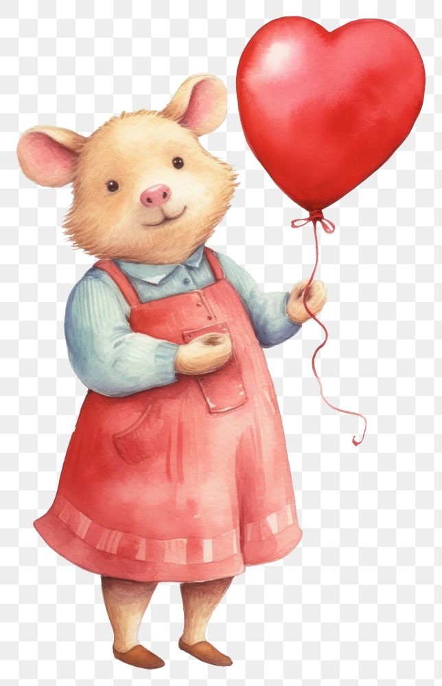 PNG Pig mom balloon holding heart. 