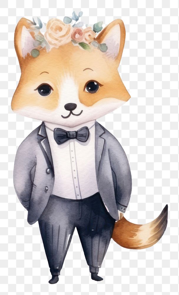 PNG Fox wedding animal dress representation. AI generated Image by rawpixel.