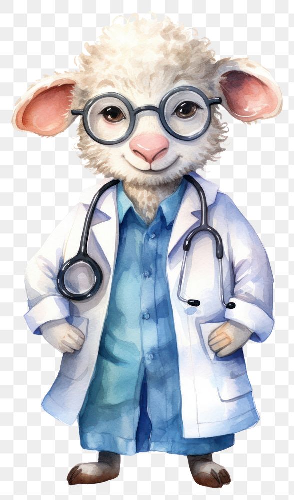 PNG Sheep doctor glasses white background representation. AI generated Image by rawpixel.
