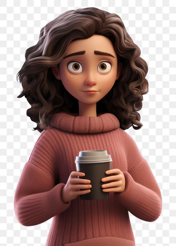 PNG Coffee knitted woman sweater. AI generated Image by rawpixel.