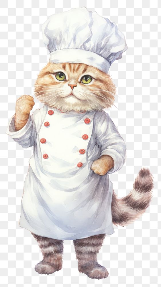 PNG Mammal sketch chef cat. 