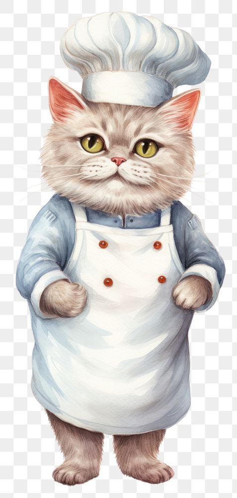 PNG Mammal chef cat white background. AI generated Image by rawpixel.