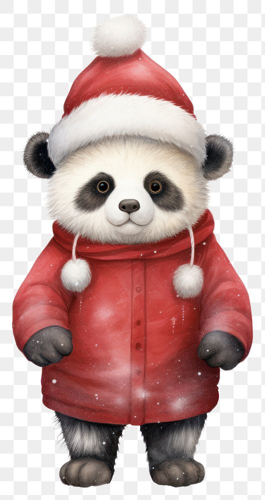 PNG Winter panda cute red AI generated Image by rawpixel