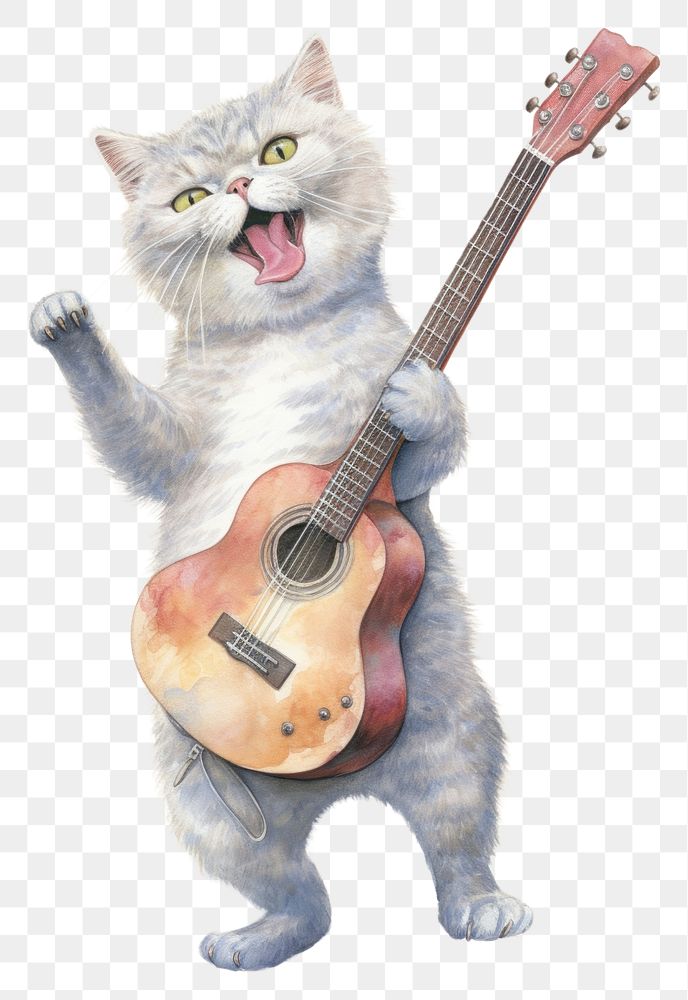 PNG Guitar mammal pet cat. AI generated Image by rawpixel.