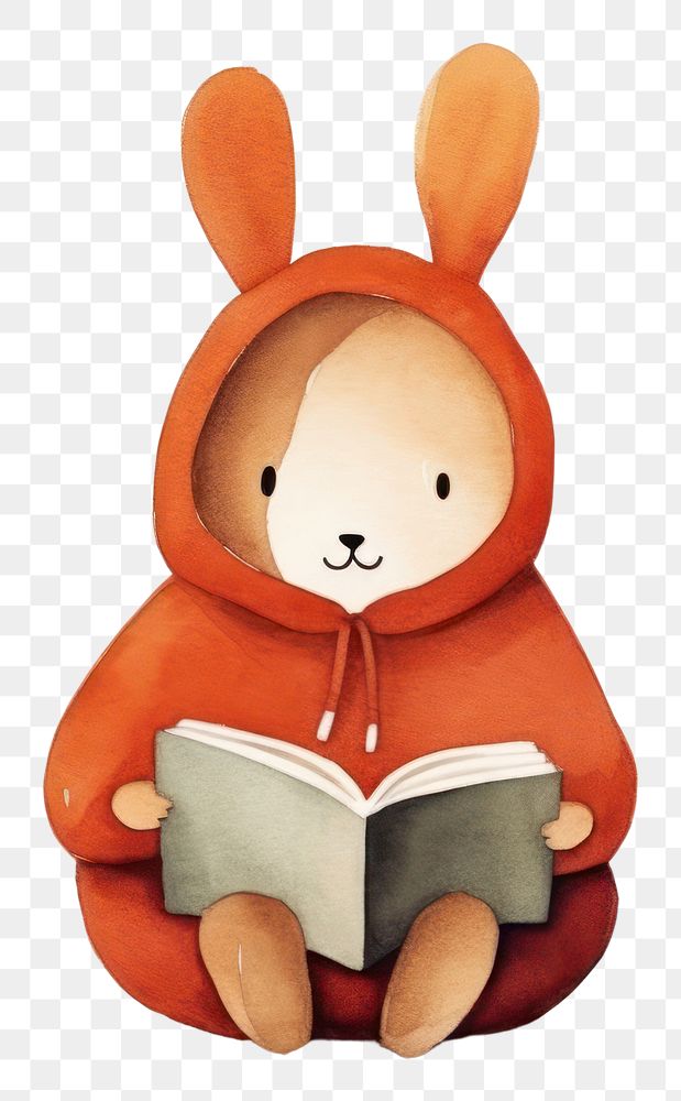 PNG Rabbit reading cartoon cute toy. 