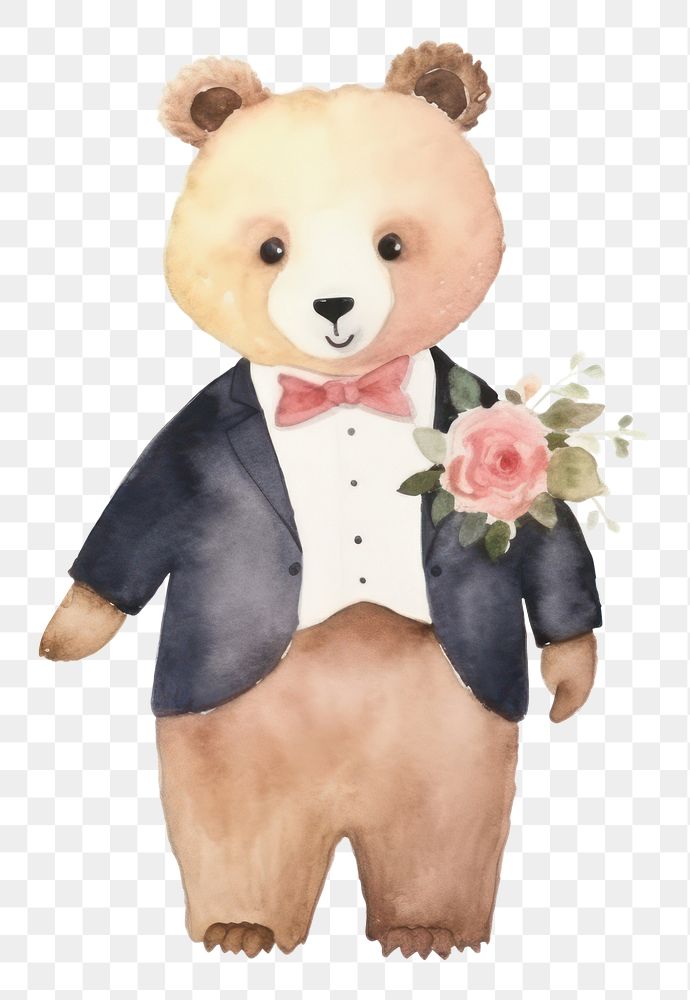 PNG Bear wedding cartoon cute toy. AI generated Image by rawpixel.