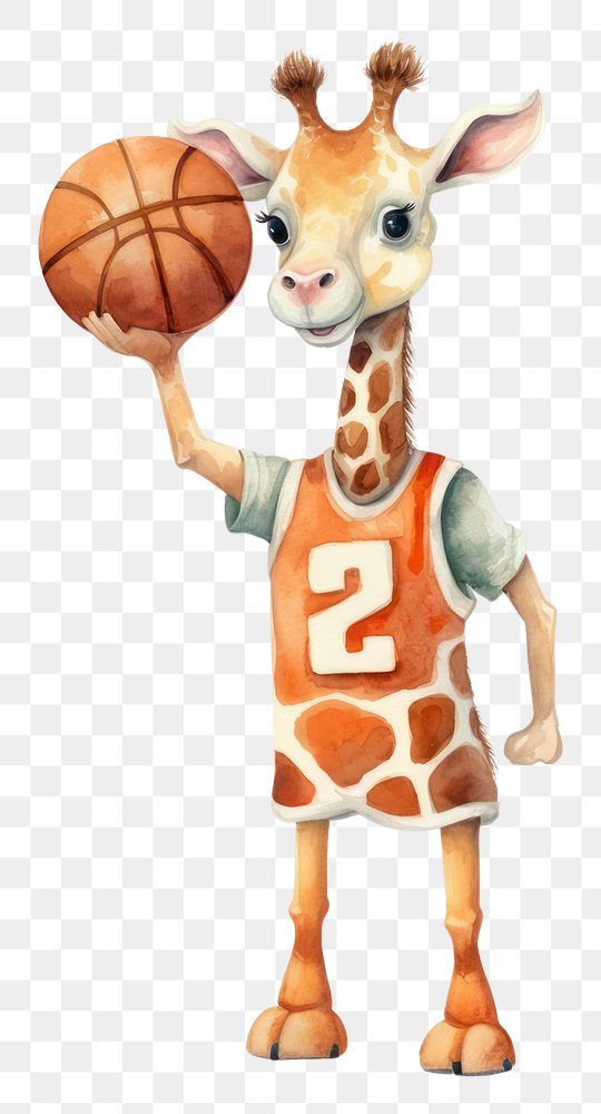 PNG Baby cartoonish giraffe basketball sports mammal. 