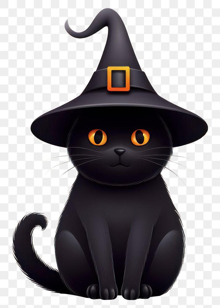 PNG Black cat witch hat animal mammal. AI generated Image by rawpixel.