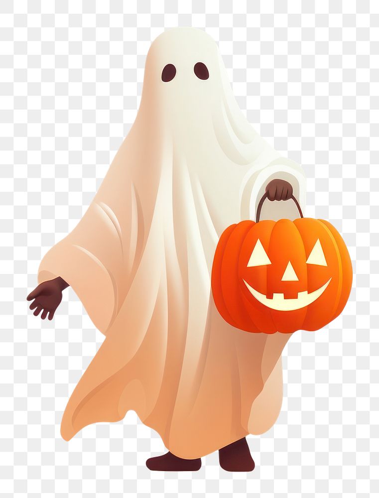 PNG White ghost pumpkin halloween anthropomorphic. AI generated Image by rawpixel.