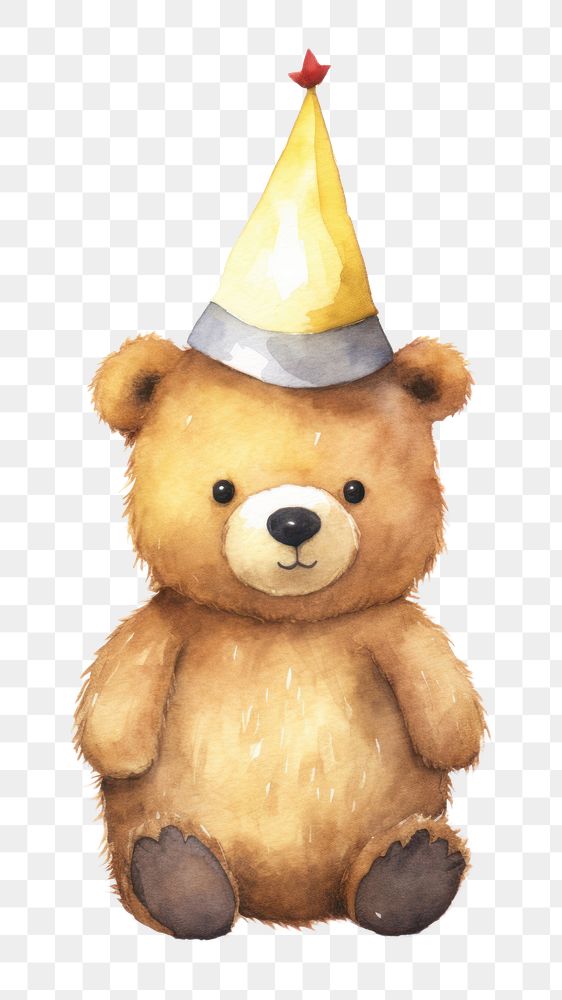 PNG Bear wearing a party hat balloon bear toy. AI generated Image by rawpixel.