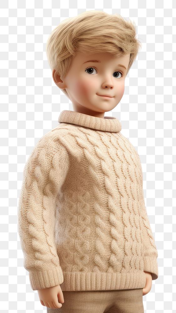 PNG Biege sweater doll toy white background. AI generated Image by rawpixel.