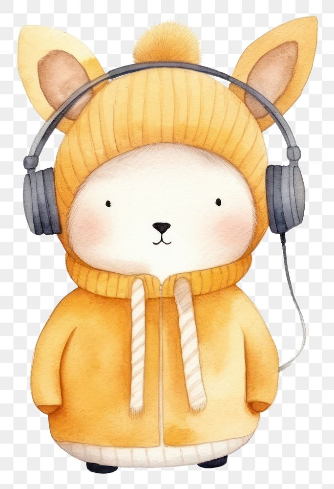 PNG Listening cartoon winter representation. AI generated Image by rawpixel.
