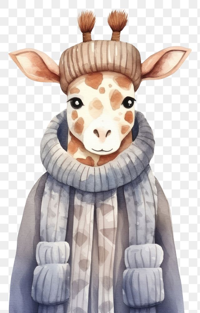 PNG Giraffe wearing a winter coat animal portrait giraffe. AI generated Image by rawpixel.