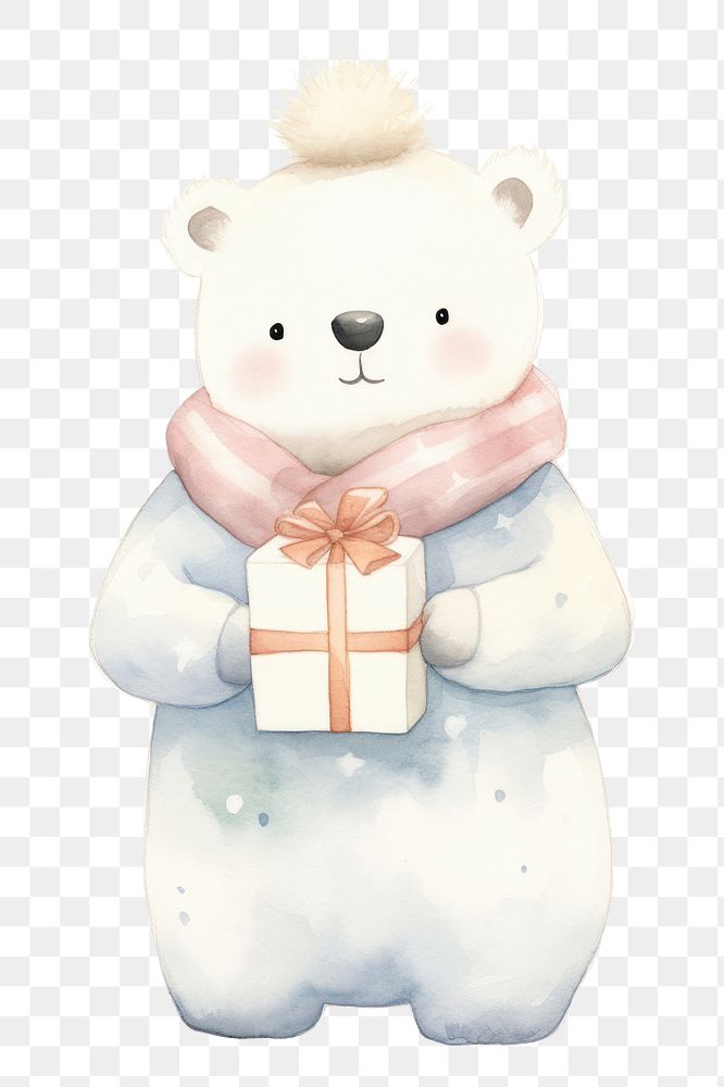 PNG Polar bear wearing a winter coat snowman cartoon cute. AI generated Image by rawpixel.