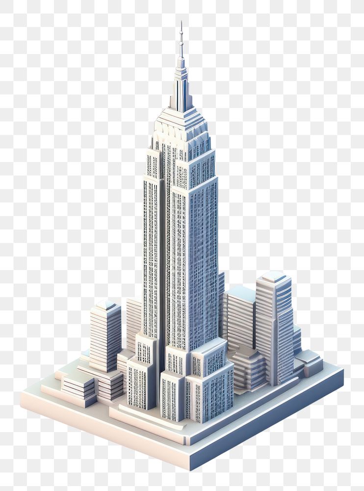 PNG Empire state building 3d isometric architecture skyscraper. AI generated Image by rawpixel.