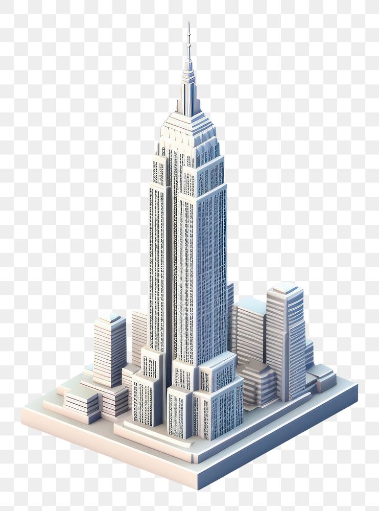 PNG Empire state building 3d isometric architecture skyscraper. 