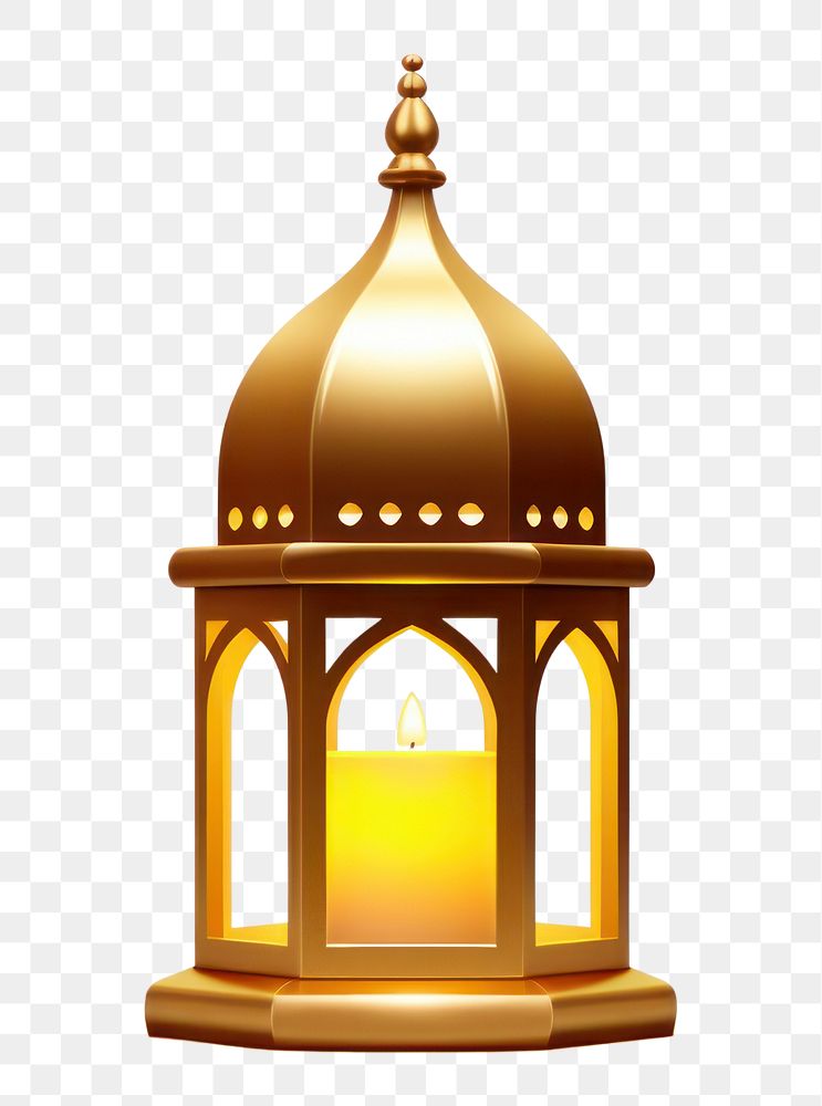 PNG Golden muslim lantern architecture lamp white background. AI generated Image by rawpixel.