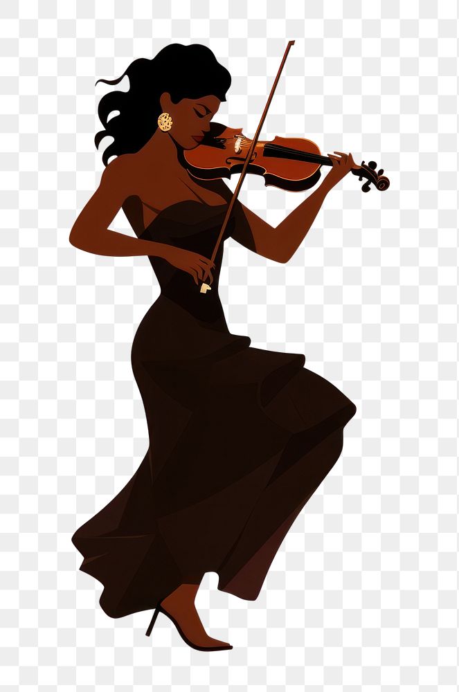 PNG Black woman play violin adult entertainment performance. 