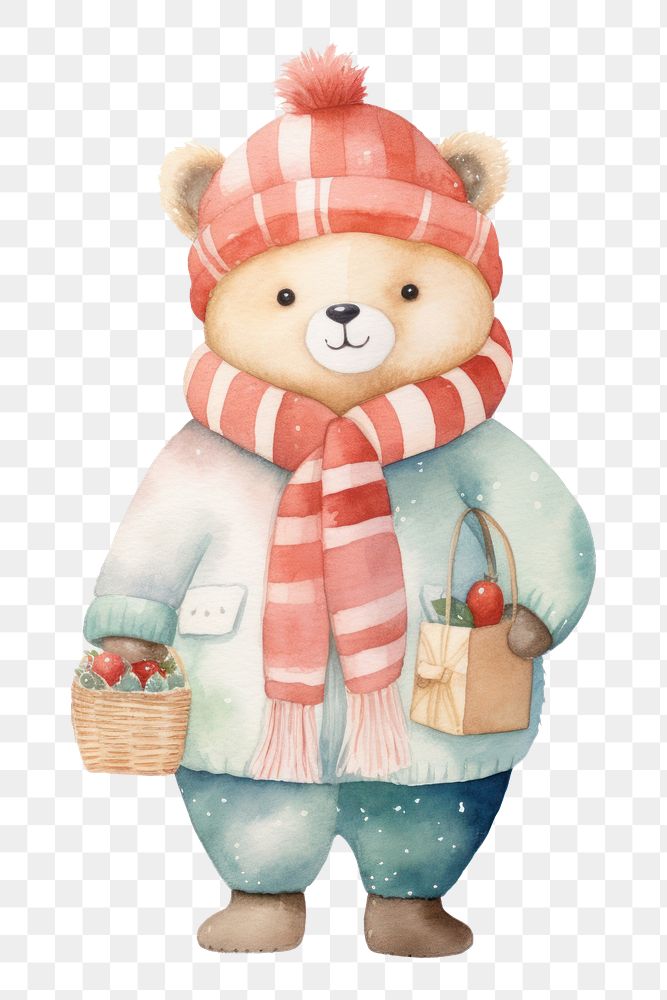 PNG Cartoon winter bear toy. AI generated Image by rawpixel.