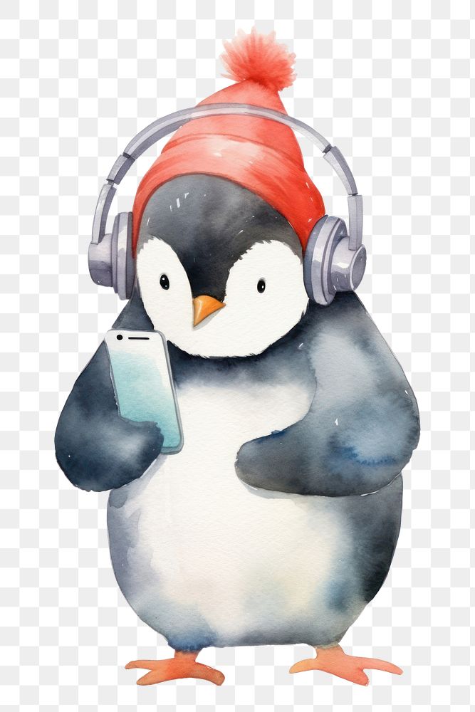 PNG Business penguins headphones cartoon puffin. AI generated Image by rawpixel.