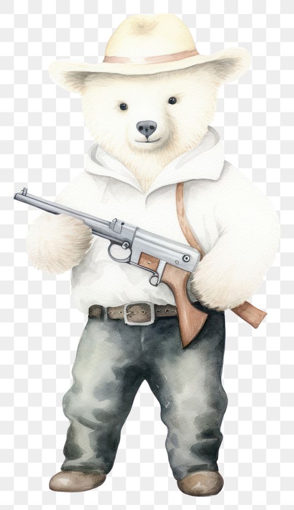 PNG Cute white bear cartoon weapon hat. 