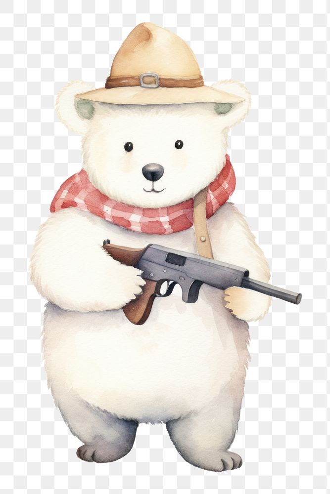 PNG Cute white bear cartoon weapon toy. 