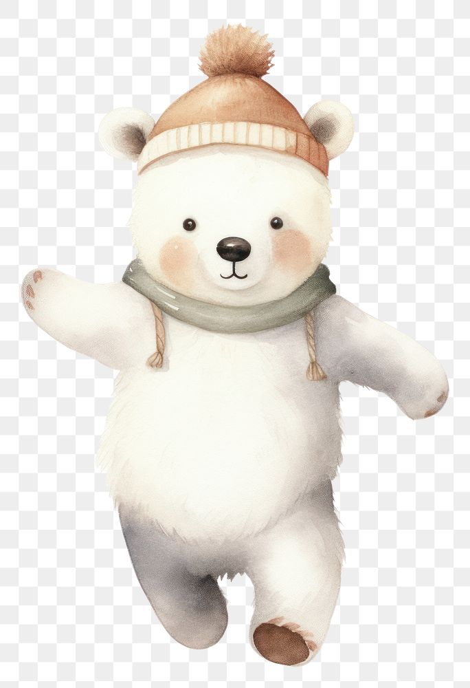 PNG Cute white bear snowman cartoon plush. AI generated Image by rawpixel.
