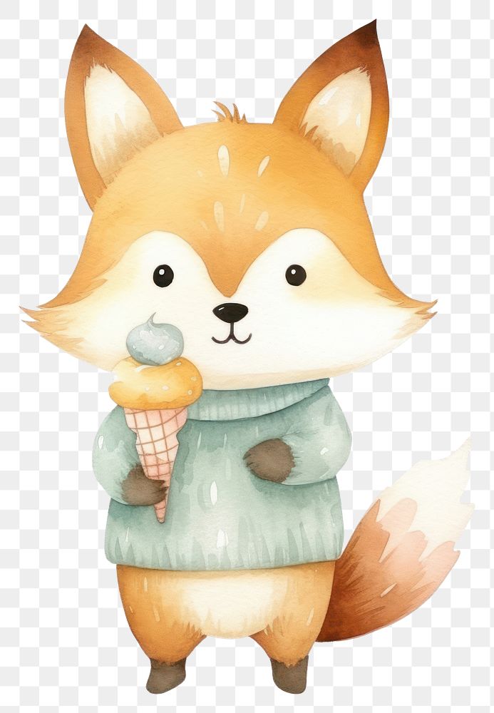 PNG Cute fox cartoon animal cream. AI generated Image by rawpixel.
