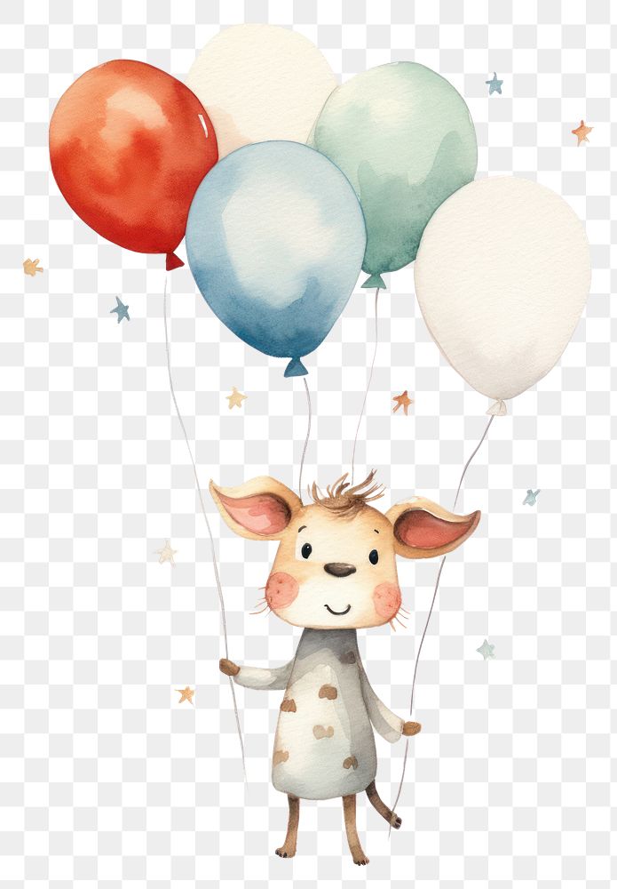 PNG Balloon cartoon animal cute. AI generated Image by rawpixel.