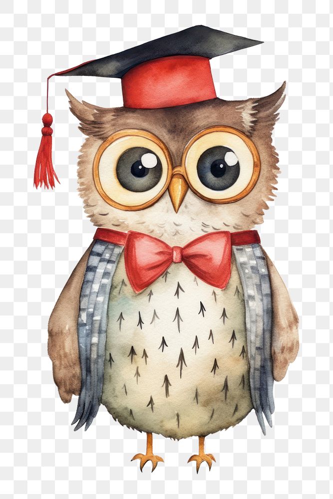 PNG Owl teacher graduation cartoon animal. AI generated Image by rawpixel.