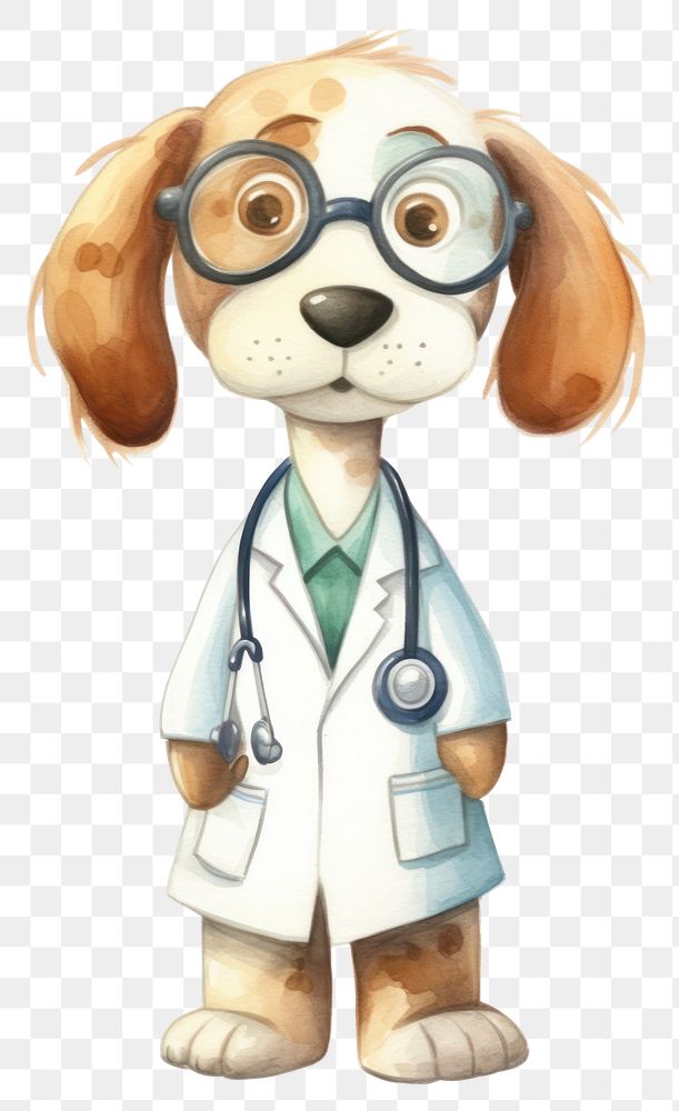 PNG Dog doctor cartoon white background representation. 