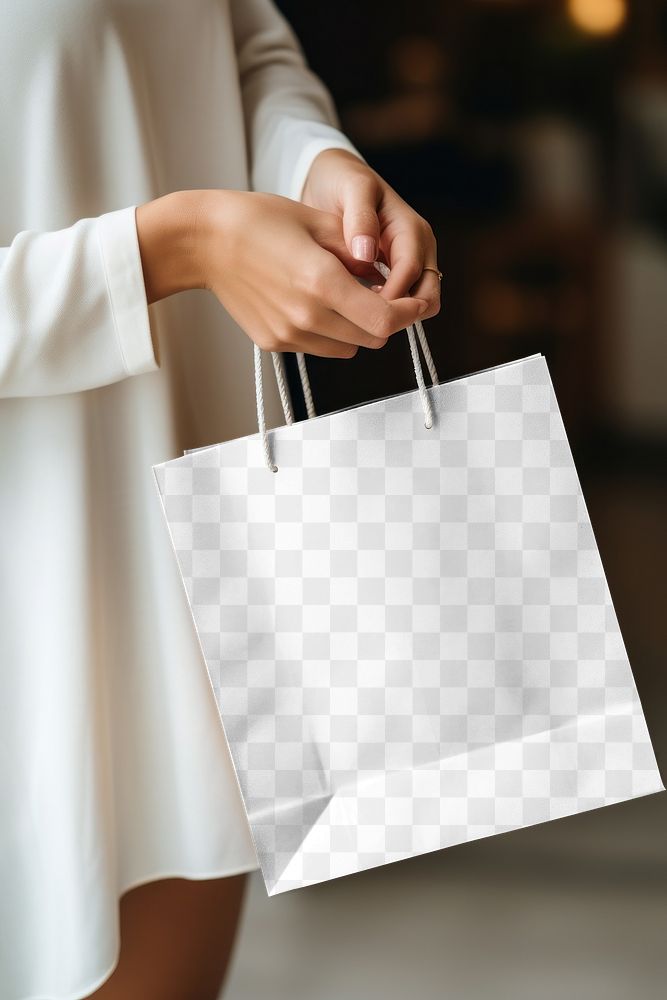 Paper shopping bag png mockup, transparent design