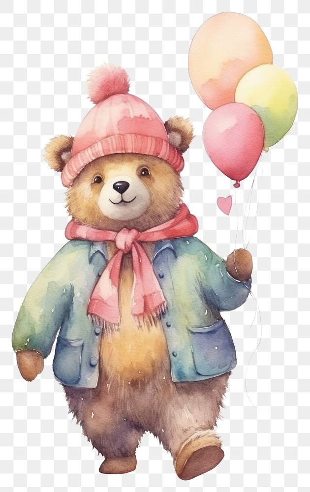 PNG Fashion wear balloon cute bear. 