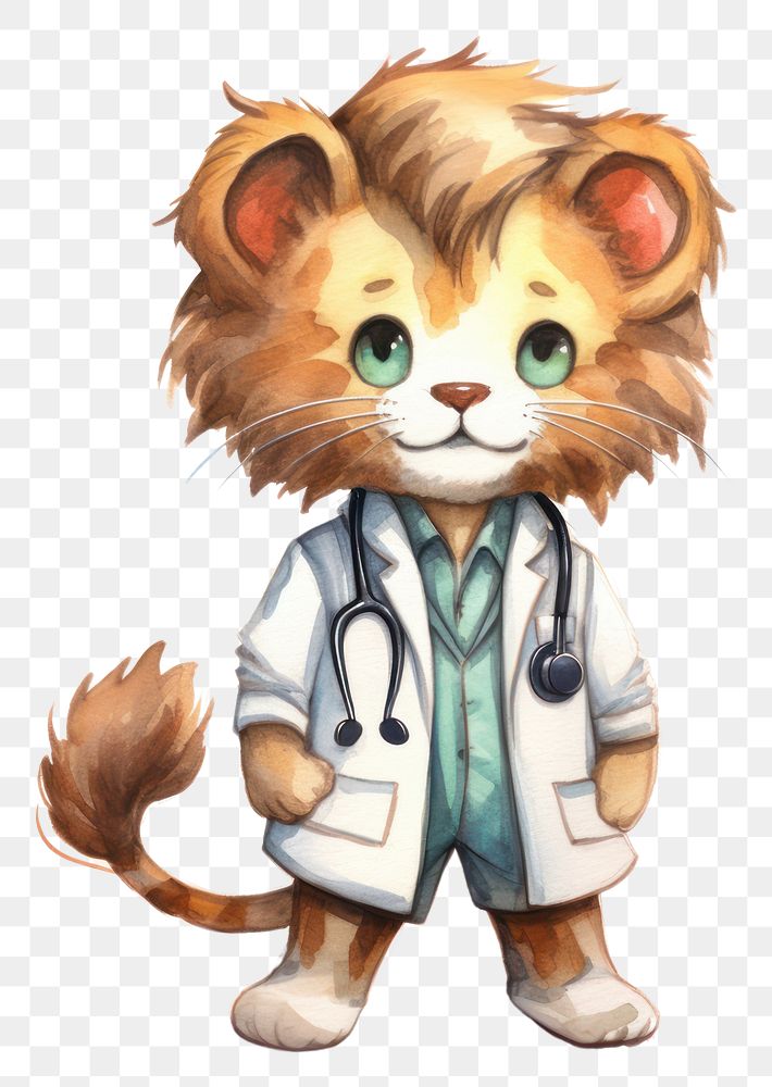 PNG Doctor lion veterinarian cartoon mammal. AI generated Image by rawpixel.