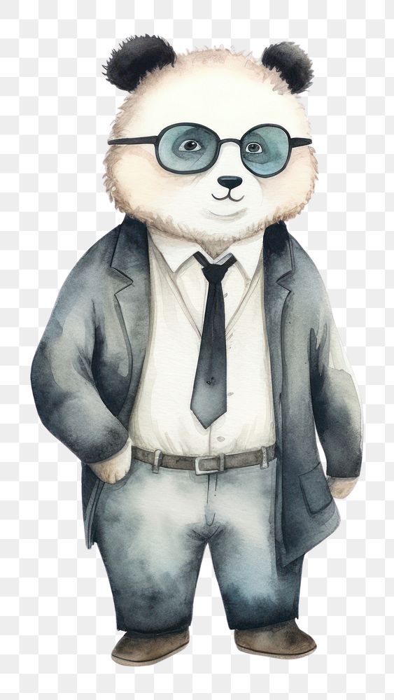 PNG Panda businessperson glasses cartoon representation. 