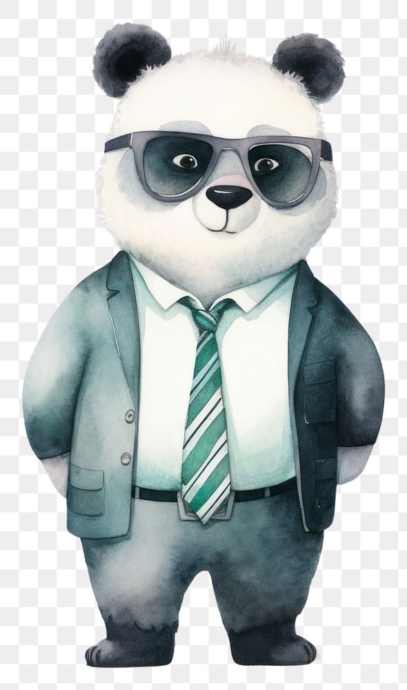 PNG Panda businessperson cartoon toy anthropomorphic. AI generated Image by rawpixel.