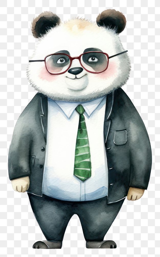 PNG Panda businessperson glasses cartoon adult. 