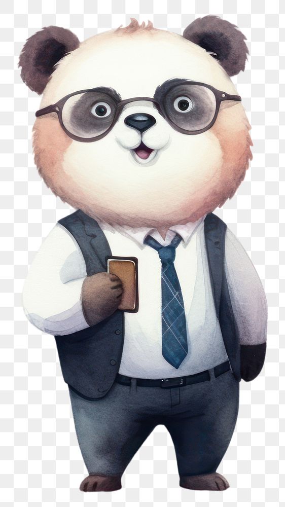 PNG Panda businessperson glasses cartoon adult. 