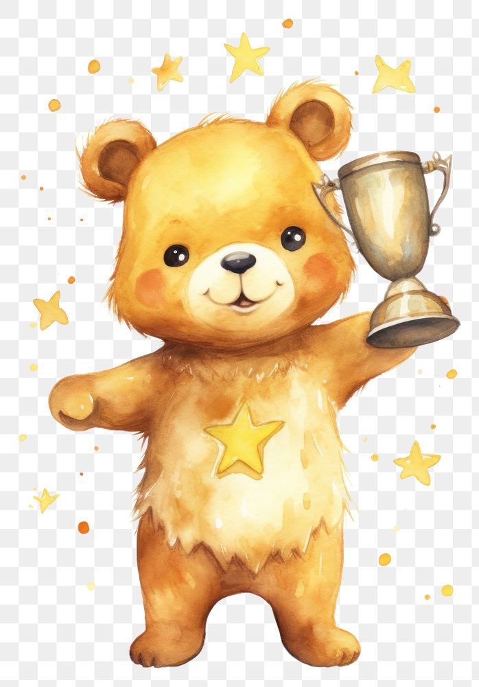 PNG Bear holding a trophy mammal animal toy. AI generated Image by rawpixel.