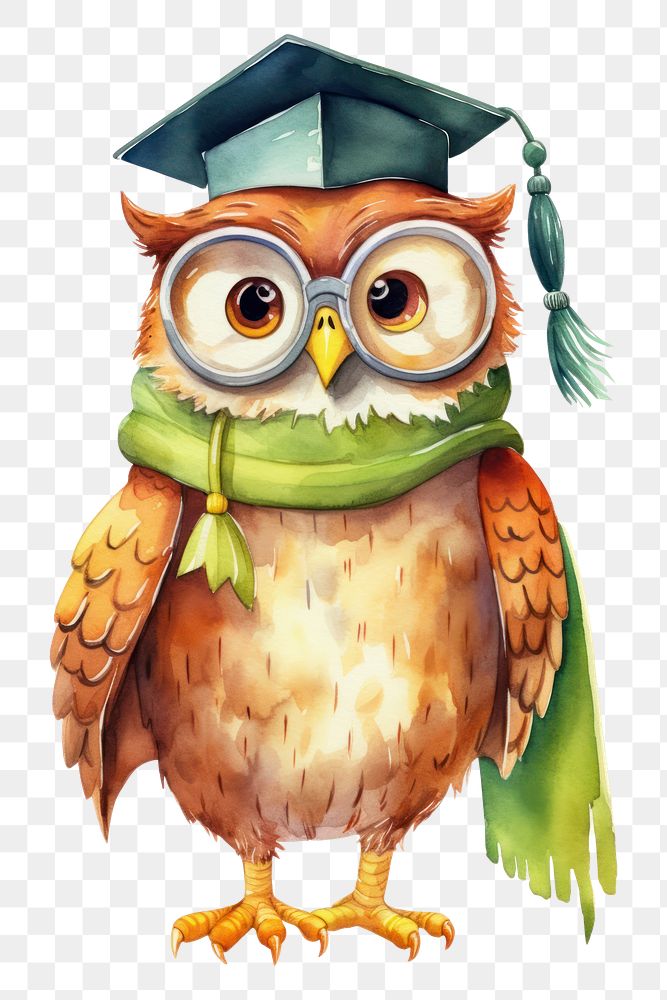 PNG Owl teacher animal bird beak. AI generated Image by rawpixel.