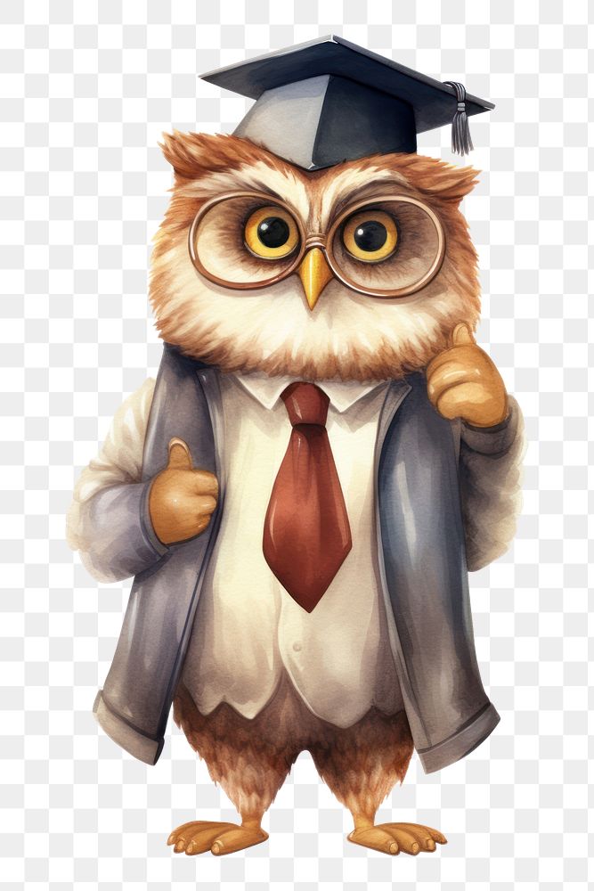 PNG Owl teacher graduation animal white background. AI generated Image by rawpixel.