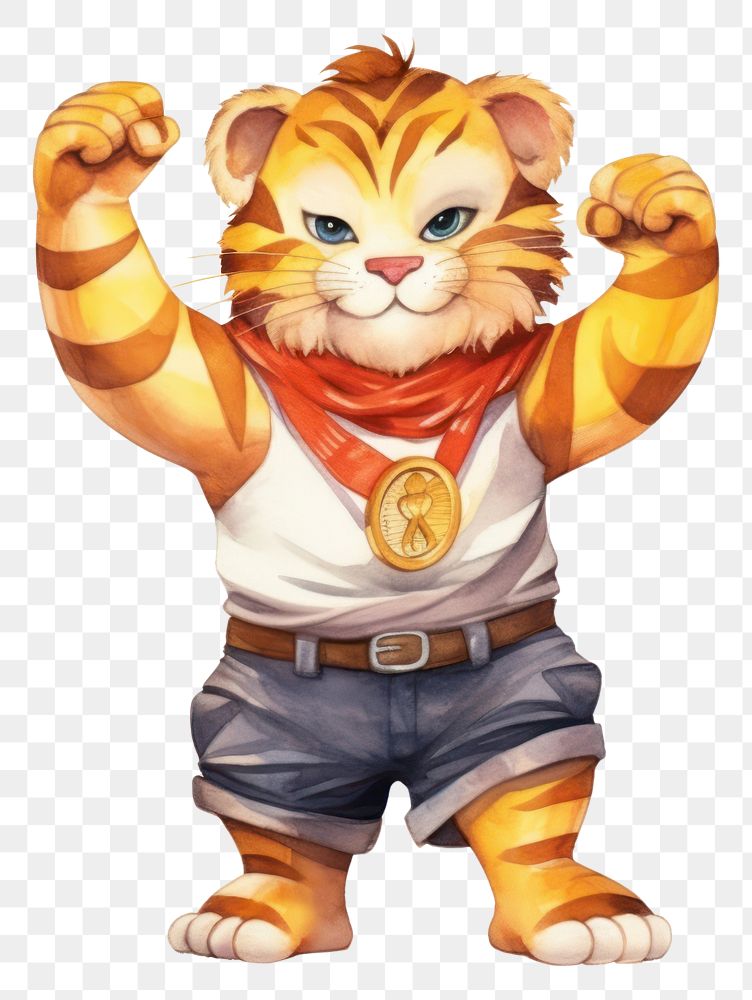 PNG Success tiger figurine white background representation. AI generated Image by rawpixel.