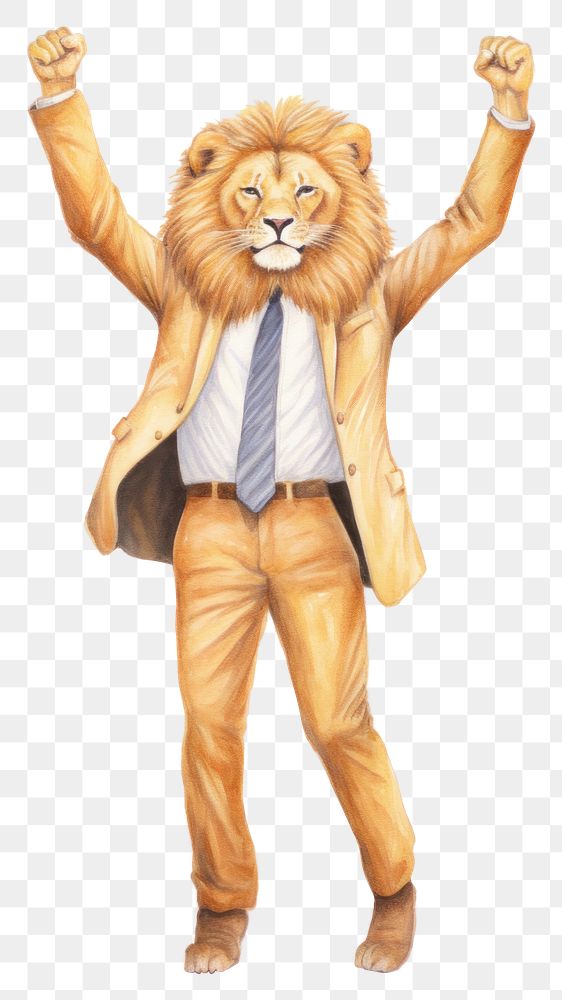 PNG Lion business man mammal adult representation. AI generated Image by rawpixel.